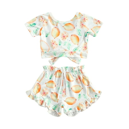 

GuliriFei Summer Girls Clothes Short Sleeve Floral T shirt+Shorts Girls Outfits