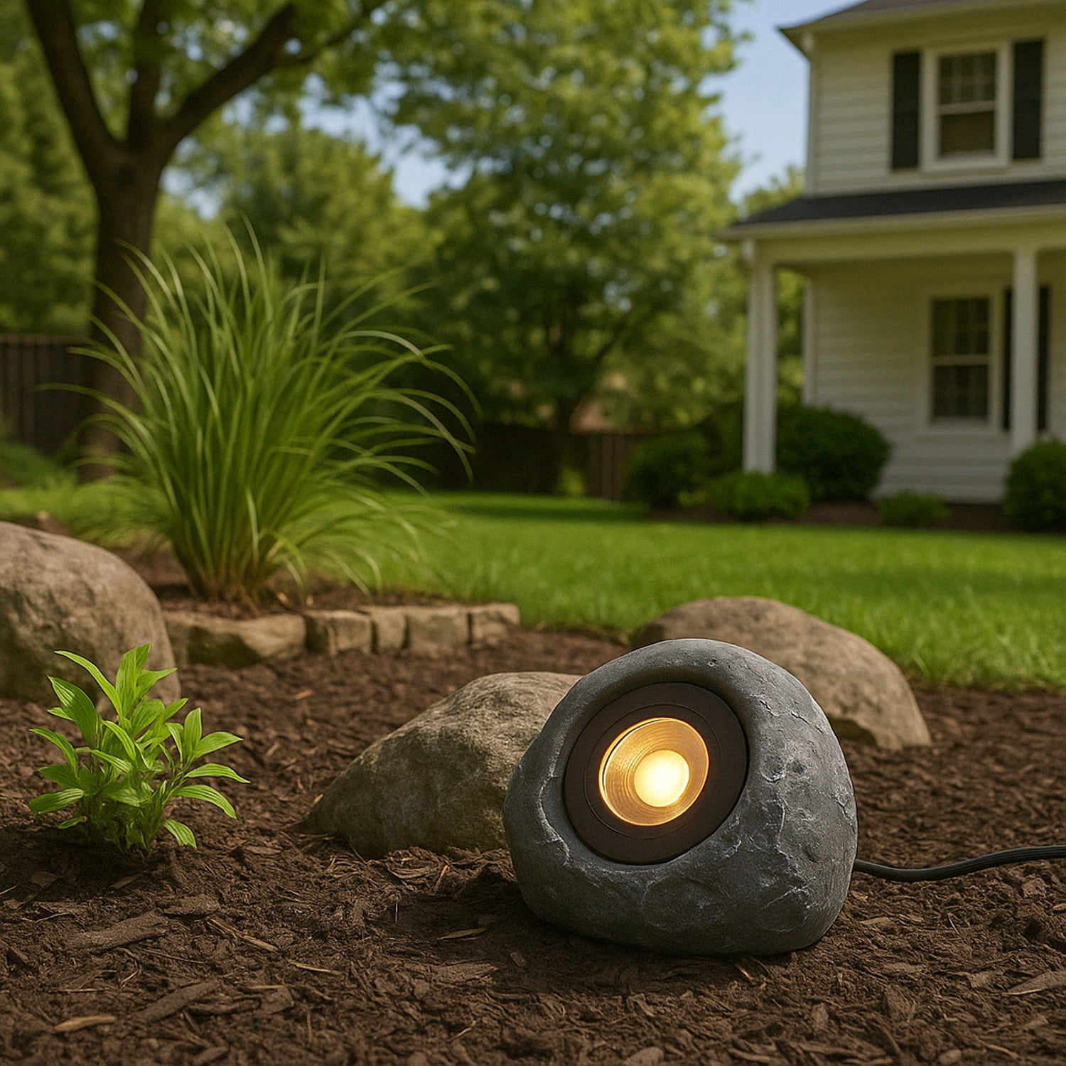6 Pack 5CCT LED Outdoor Spotlight, 12-24V AC/DC, 5W Low Voltage Outdoor Landscape Spotlights for Garden & Yard, Round Stone Light, IP65 Weatherproof, Dark Gray