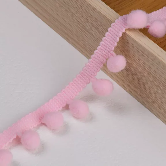 Namzi 20 Yards Pom Fringe Trim,Mini Ball Tassel,0.98inch Wide Soft Pompom Fringed Ribbon,E10