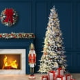 thumbnail image 3 of Haute Decor 9 Ft. Tall Slim Lexington Pre-Lit Flocked Artificial Christmas Tree, 3 of 5
