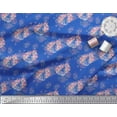thumbnail image 2 of Soimoi Blue Cotton Jersey Fabric Cage & Roses Floral Printed Fabric 1 Yard 58 Inch Wide, 2 of 3