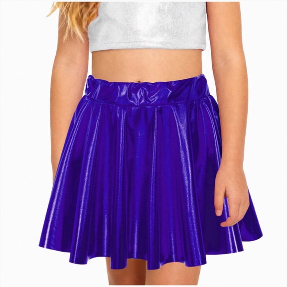 Kids Girl Shinny Metallic Skater Skort Ballet Dance Athletic Mini Skirt Dancewear