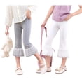 thumbnail image 5 of LIIPEE Girls Pants Summer Casual Solid Color Calf Length Baggy Wide Leg Flared Pants Kids Comfortable Breathable Soft Cute Daily Trousers,5-6 Years, 5 of 7