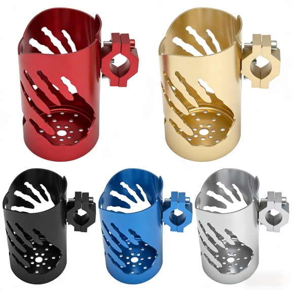 Baguer Aluminum Alloy Motorcycle Cup Holder, Universal Water Bottle Rack for Electric Bike Scooter ATV, Quick Install Beverage Mount, Silver