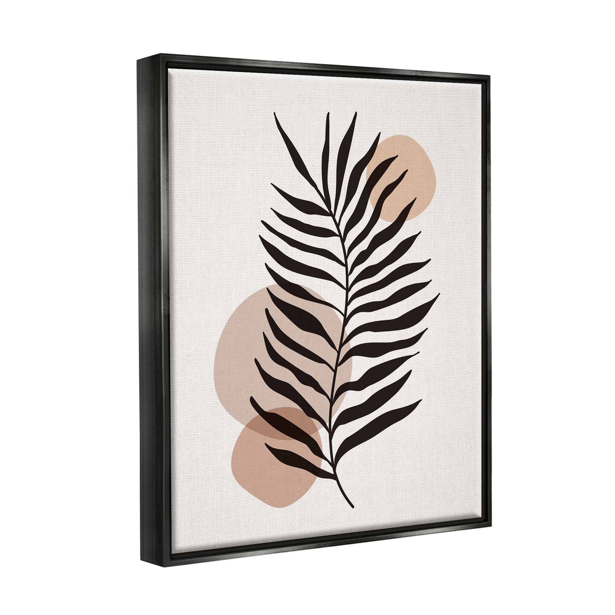 Stupell Industries Beige Boho Frond Botanical & Floral Painting Black Floater Framed Art Print Wall Art, 17 x 21