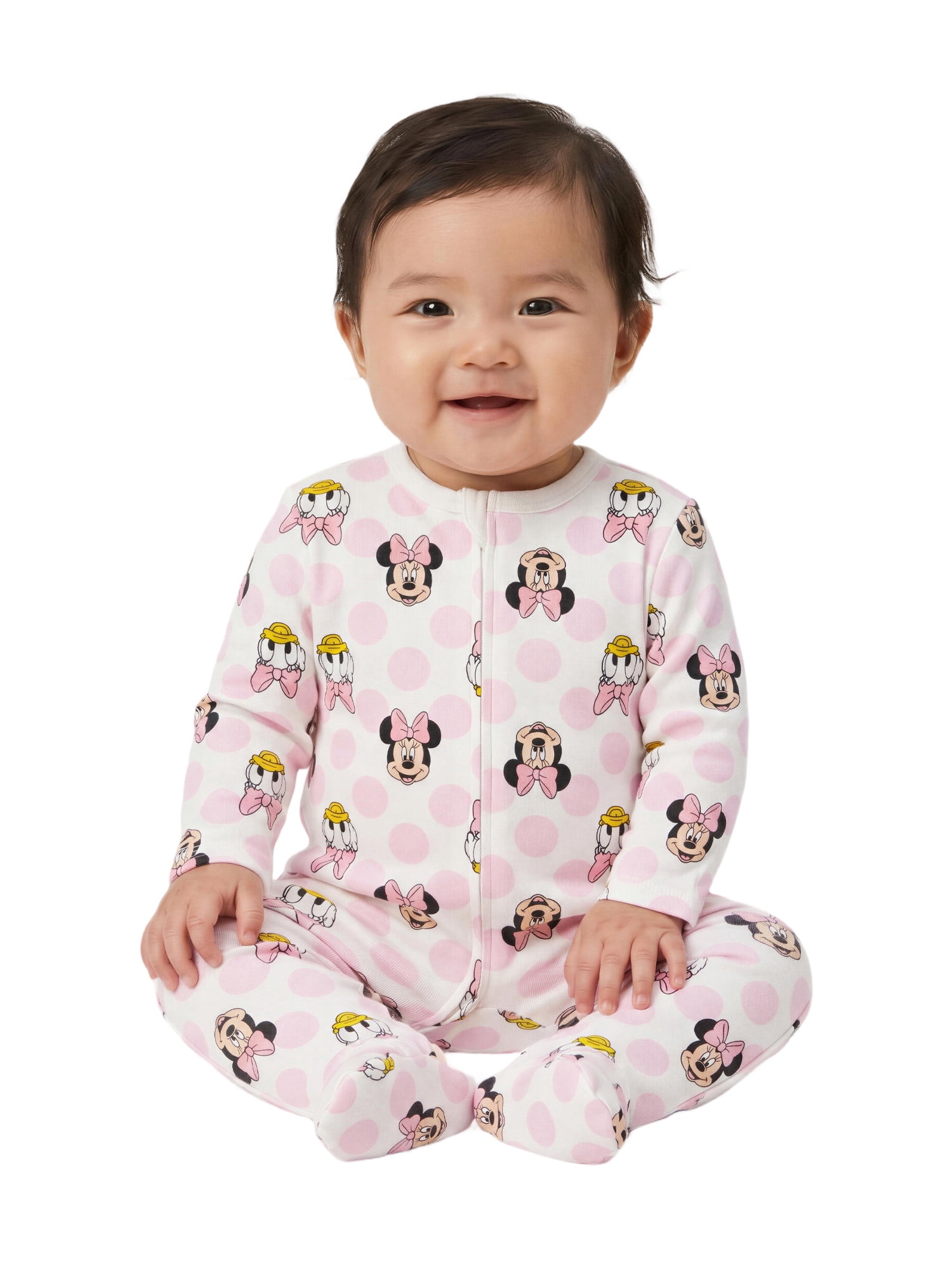 Minnie and Daisy Baby Girls 3 Pack Sleep n’ Play Coverall, Sizes Newborn-9M