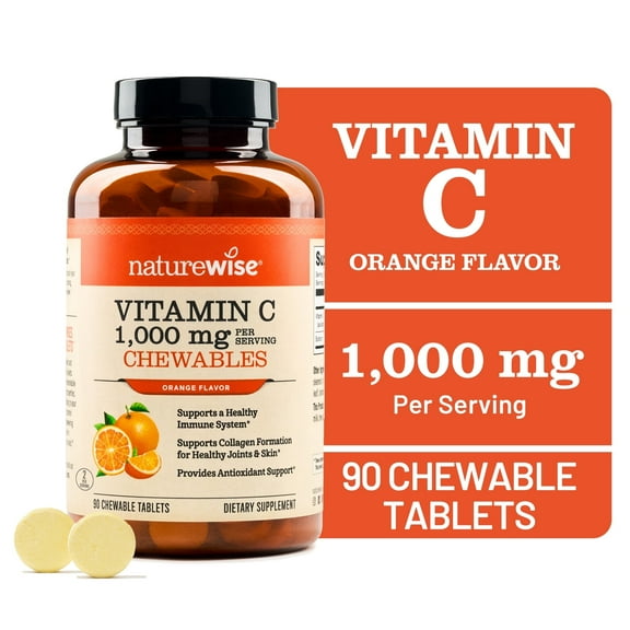 NatureWise Extra Strength Vitamin C 1000mg - Non-GMO 90 Chewable Tablets[45-Day Supply]