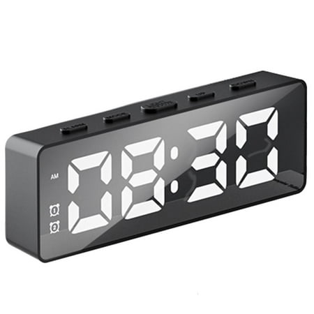 Innovative LED Mirror Desk Alarm Clock with Temperature Gauges for Daily Use