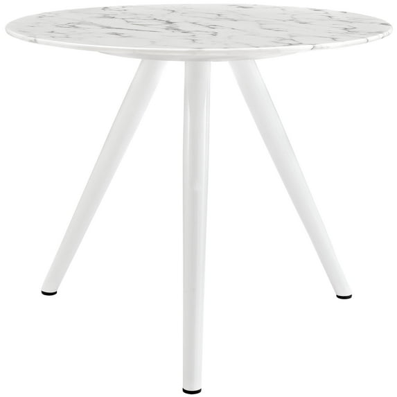 Modern Contemporary Urban Design Mid Century Kitchen Room Round Dining Table, White, Metal Wood