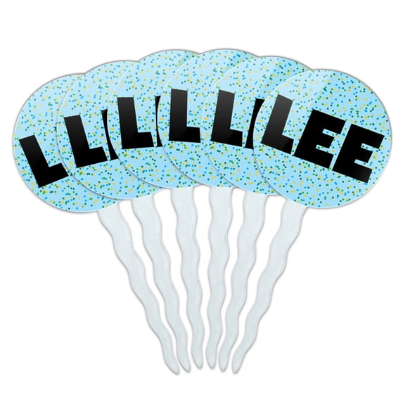 Lee Cupcake Picks Toppers - Set of 6 - Blue Speckles