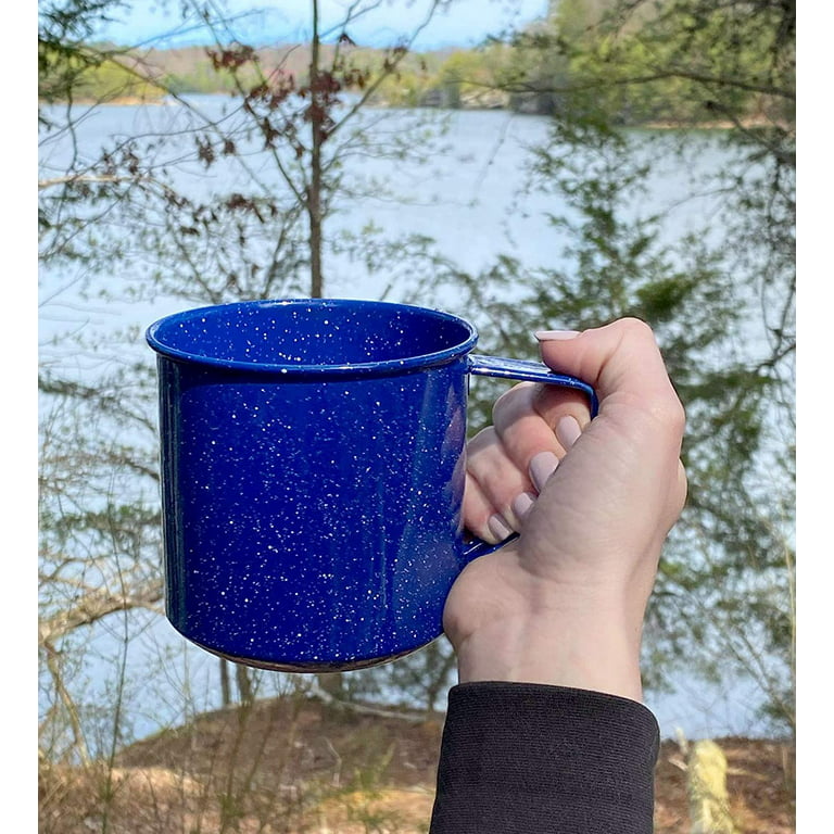 Darware Enamel Camping Coffee Mugs (Set of 4, 16oz, Blue); Metal Cups for  Hiking, Travel, Fishing, Picnics, and Hunting; Lightweight and Portable