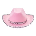 thumbnail image 3 of Cowboy Hat for Women Sparkly Sequin Wide Brim Hats Felt Western Cowgirl Hats for Cosplay Fancy Dress Dress-up Party, 3 of 7