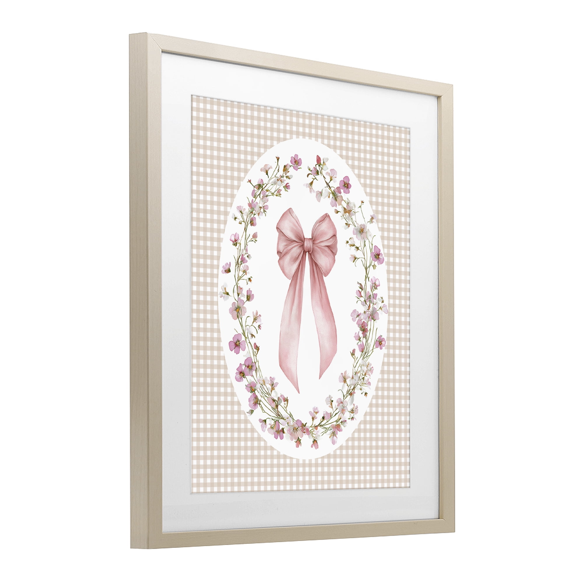 Stupell Industries Feminine Gingham Bow Birch Framed Print Under Glass, design by Christine Simpson Art