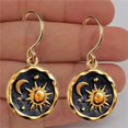 thumbnail image 5 of Xiao Hua Pendientes colgantes de sol y luna, redondos, con forma de gota, estilo bohemio, con gancho, llamativos, dorados para mujer., 5 of 5