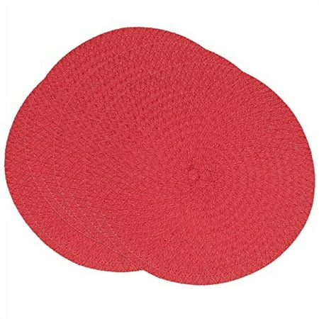 

Fennco Styles Modern Everyday Textured Placemats 15 Inches Round Set of 4 – Red Woven Table Mats for Home Dining Room Décor Banquets Indoor & Outdoor and Special Events