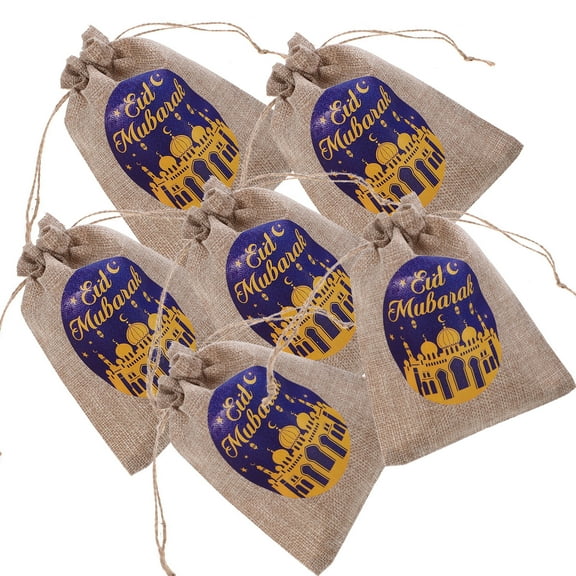 OUNONA 6Pcs Ramanda Gift Bags Eid Mubarak Party Favor Bags Portable Drawstring Bags Multi-Use Gift Bags
