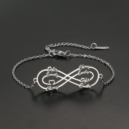 Custom Heart Infinity Symbol Chain Bracelet Personalized 1-7 Family Friends Lovers Name Bangle Stainless Steel Jewelry