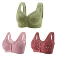 thumbnail image 2 of GERsome 3PCS Women's Front Closure Bras Posture Full Coverage Plus Size No Underwire Support Plunge Seamless Bra 3PCS#Green/Hot Pink/Wine S, 2 of 9