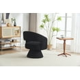 thumbnail image 3 of Teddy Swivel Accent Chair, Modern Round Barrel Chair with Swivel Base and Wooden Frame for Adult, 25.6 Inch Upholstered Armrest Chair for Living Room, Bedroom and Apartment, Black, 3 of 9