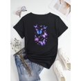 thumbnail image 2 of Women's Butterfly Print Short-Sleeve T-Shirt | Round Neck Top All-Season, 2 of 9