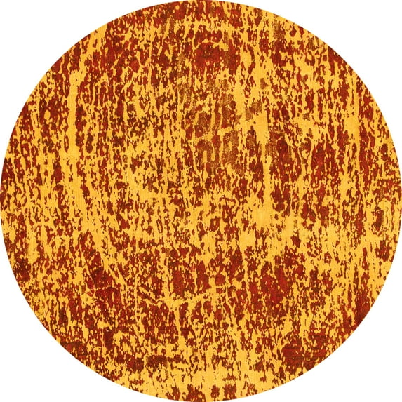 Ahgly Company Indoor Round Abstract Yellow Modern Area Rugs, 8' Round