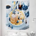 thumbnail image 1 of Food Tapestry, Breakfast Scene with Pancakes Blueberries Honey and Cup of Coffee Print, Fabric Wall Hanging Decor for Bedroom Living Room Dorm, 5 Sizes, Ecru and Dark Sky Blue, by Ambesonne, 1 of 1