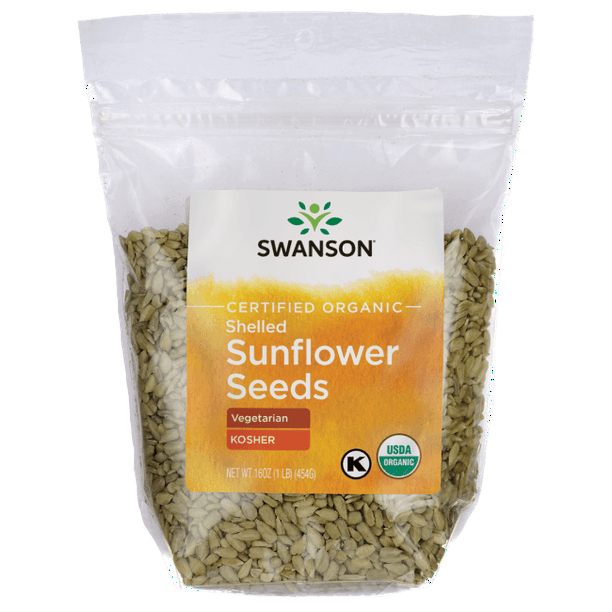 Swanson Certified Organic Sunflower Seeds Raw, Hulled 16 oz Package