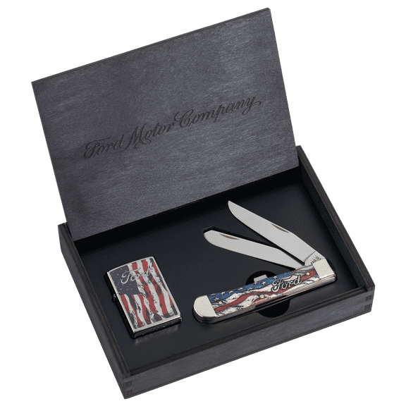 Case XX Knives Case Ford Mustang Trapper Folding Knife and Zippo Lighter Gift Set CA14331