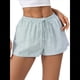 thumbnail image 3 of Pantalones Cortos Tipo Bóxer de Verano con Cintura Elástica, Cordón Ajustable y Estampado de Rayas para Mujer Verde M, 3 of 7