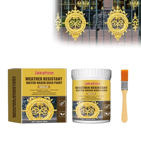 Weather Resistant Water Based Gold Paint - Weather Resistant Gold Paint, 150g Water-based Liquid Gol-d Leaf Paints, Non Fading Craft Paints for Artwork, DIY Crafts & Home Decor