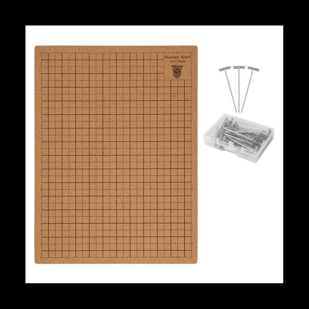 Tablero de Macramé con Alfileres, Tablero de Proyecto de Macramé PortáTil de Doble Cara de 12X16 Pulgadas con Rejillas, Tablero de Macramé Reutilizable