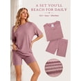 thumbnail image 5 of DAKIMOE Womens Pajamas 2 Piece Lounge Sets for Women Ribbed Knit Matching Outfits Loose T-Shirt and Bodycon Biker Shorts Sleepwear Sweatsuits S-XL, Wine Red, M, 5 of 8