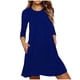 thumbnail image 1 of Vestido Largo de Manga Larga para las Mujeres Color Sólido Cuello Redondo Suelto Medio Ternera Vestido de Noche, Vestido Casual de Manga Larga para las Mujeres Dormir, 1 of 7