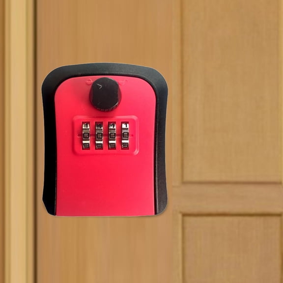 Colaxi Key Lock Box Password Box 4 Digit Code Resettable Key Storage Box Security Lock Box for Store Apartment Outdoor Residential Real Estate Agent Red