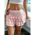 thumbnail image 4 of Flowy Skirts for Women Ruffle Bow-Knot Skorts Mini Skirts High Waisted Teen Gilrs Tennis Skort Summer Skirts Pink XL, 4 of 6