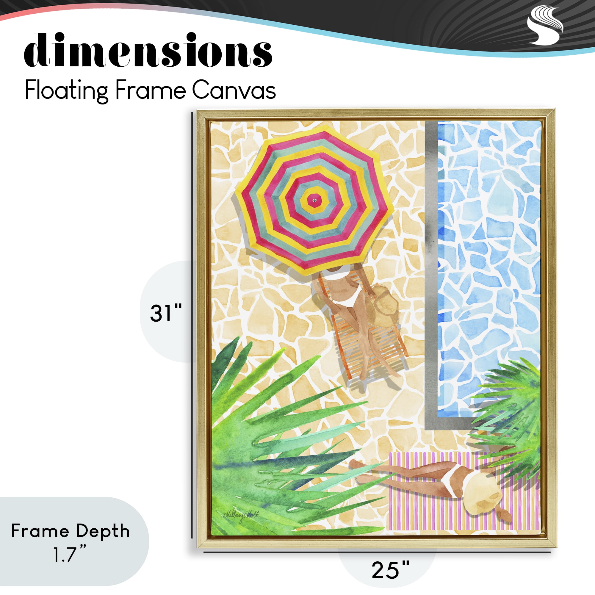 Stupell Industries Poolside Chill Duo Gold Framed Floater Canvas Wall Art, design by Hillary Holt