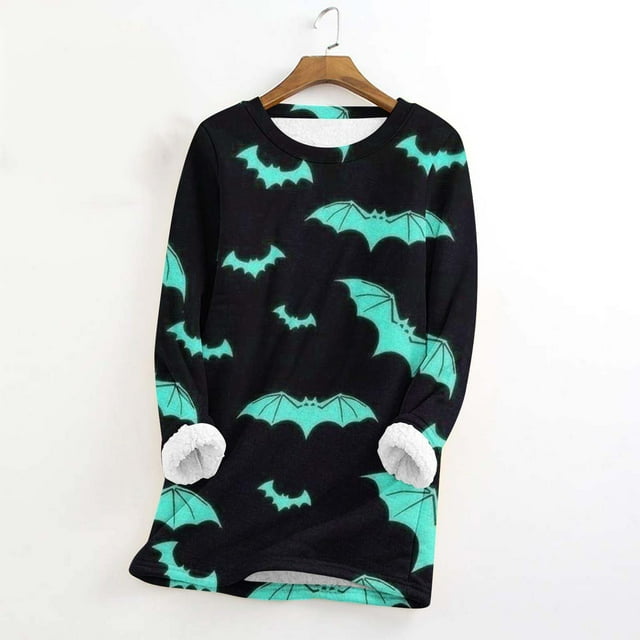 Costumes Aguichant d'Halloween pour Femmes Style Décontracté d'Hiver Mode sous-Vêtements Chauds en Peluche Manches Longues Col Rond Haut Manches Longues pour Femmes en Liquidation