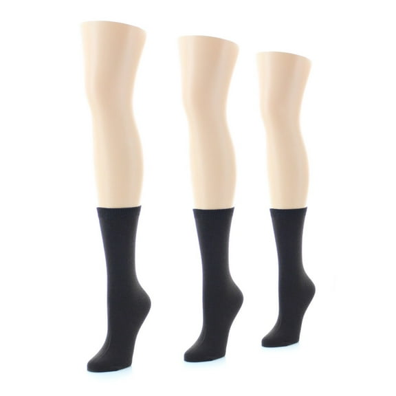 MeMoi Basic Flat Soft-Fit Women's Crew Knit Socks 3-Pack - Womens - Female, One Size, Brown