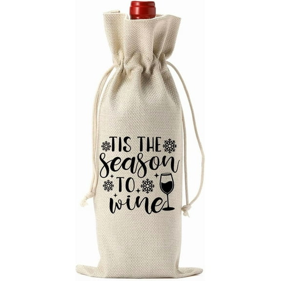 1pcs Christmas Wine Bag Christmas Holiday Gift for Women Men Mom Her Tis The Season to Wine Party Decorations for Women Men Wine Tasting Party Supplies Gifts for Christmas