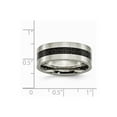 thumbnail image 6 of Solid Titanium Black Carbon Fiber-Inlay Flat 8mm Men's Wedding Band Ring Size 10.5, 6 of 7