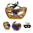thumbnail image 3 of Unique Bargains 1 Pc Jazz Cloth-Wrapped Flat Head Half Face Party Mask for Masquerade Party Blue, 3 of 5
