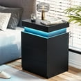thumbnail image 4 of PRZL Nightstand with Charging Station and LED Lights,Night Stand with Sliding Top,Bedside Table with Drawers,Modern End Side Table for Bedroom,Black, 4 of 8
