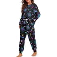 thumbnail image 5 of HELLHERO Halloween Pajama for Women Bat Spider Web Printed Sleepwear Crewneck Loungewear Mushroom Printed Soft Pjs Lounge Sets, L, 5 of 5