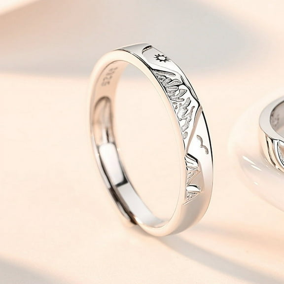 Vintage Sun and Moon Rings, Adjustable Silver Rings for Women and Men, Individually Packed, Electroplated Wave Design, Holiday Gift