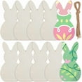 thumbnail image 1 of 10 recortes de conejo de madera de 7 x 3,5 pulgadas, sin terminar, con forma de animal de Pascua, para decorar., 1 of 5