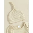 thumbnail image 7 of Nygoyerh Newborn Baby Boys Ribbed Romper 3M 6M 12M 18M Letter Embroidery Long Sleeve Jumpsuit and Hat Set Casual Bodysuits Infant Clothing, 7 of 7