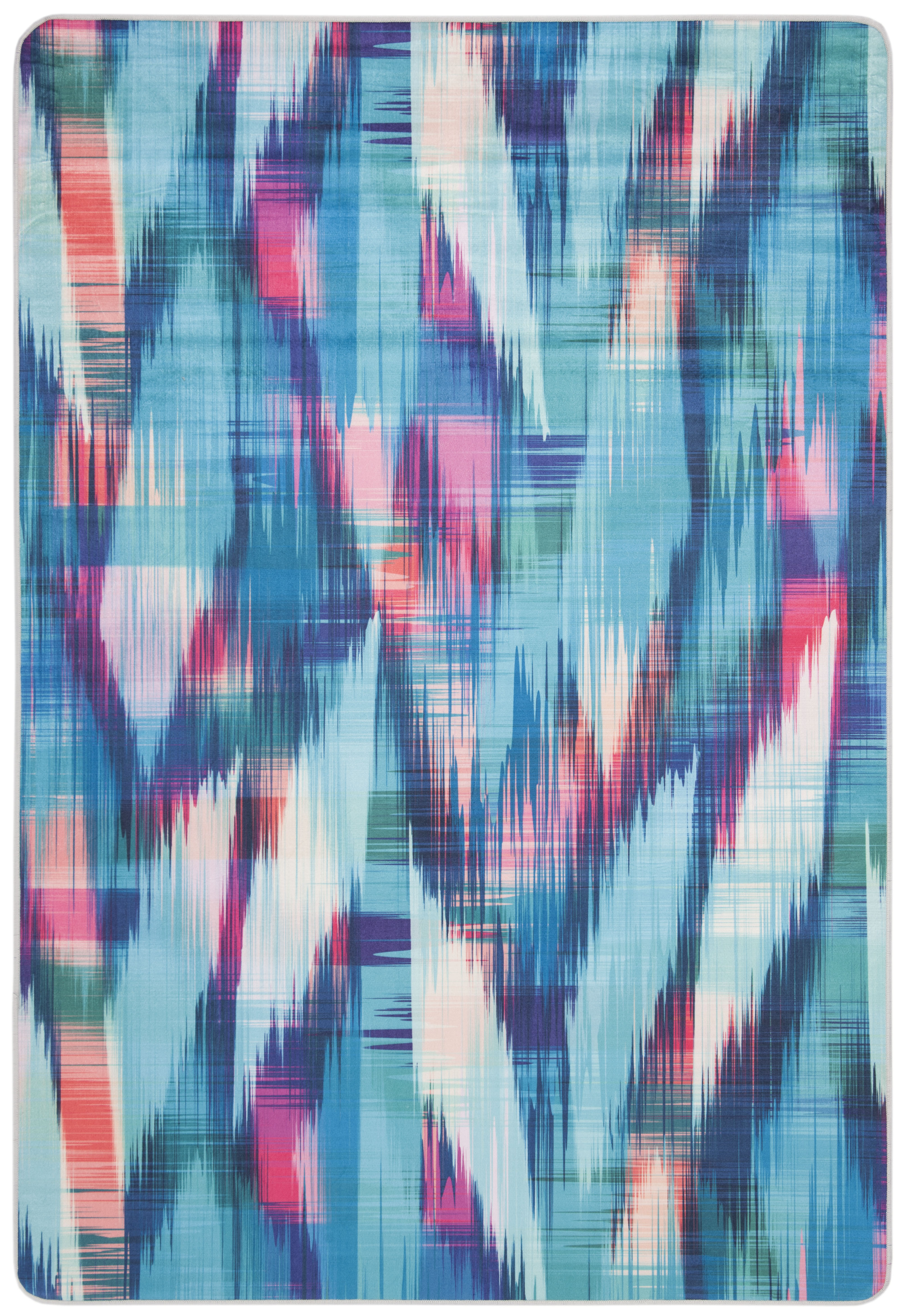 Safavieh Daytona Amable Geometric Polyester Machine Washable Area Rug, Turquoise/Fuchsia, 5'1" x 7'6"