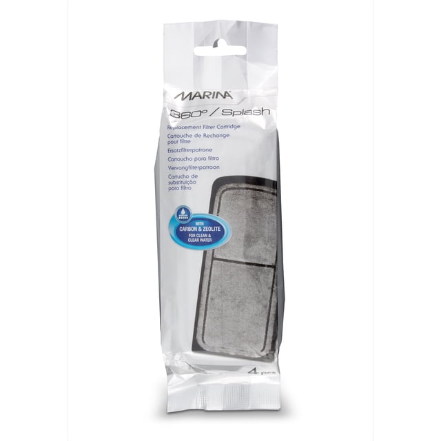 Marina 360° & Marina Splash Aquarium Carbon & Zeolite Replacement Filter Size Standard, 4‑Pack