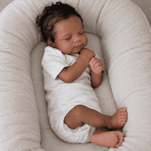 Black Reborn Baby Dolls Boy, 18 in Realistic Baby Doll, African American Newborn Baby, Silicone Baby Doll, Black Reborn Dolls Cloth Body with Accessories