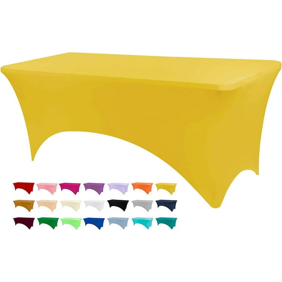 Namzi -a Table Covers for 6 Foot Tables, Spandex Table Covers 6ft, Yellow Table Cloths Rectangle 6ft for Events, Wedding, Banquets & Parties